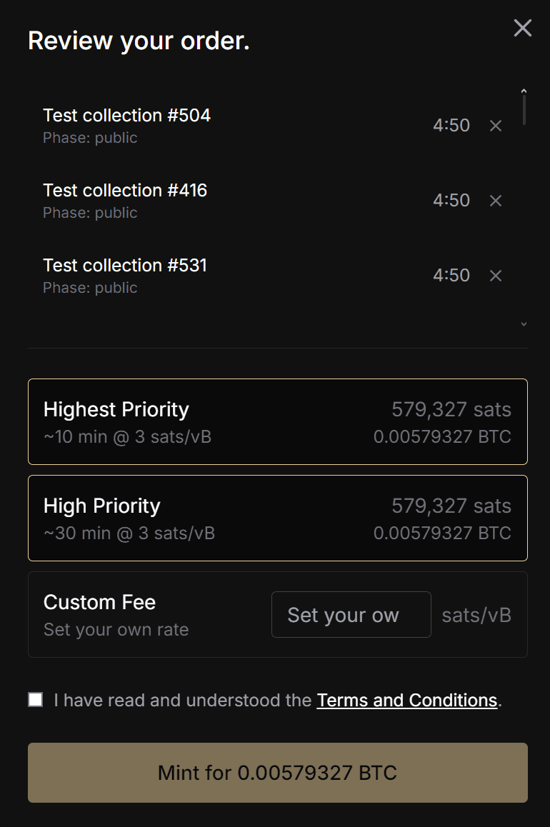 Mintium order management interface